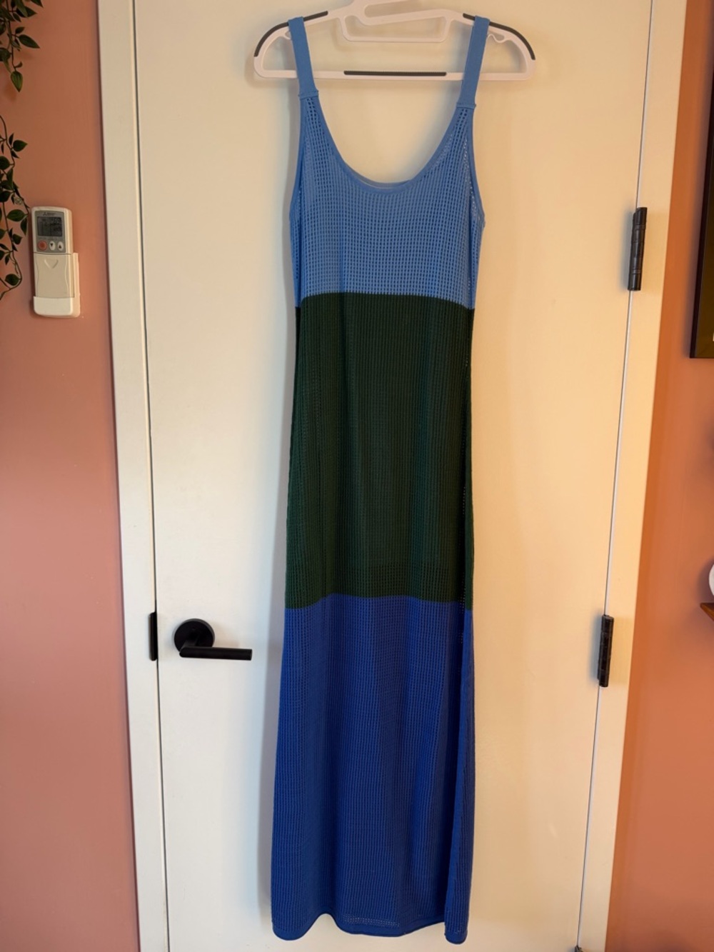 Staud Colorblock Knit Maxi Dress in Light Blue, Green & Royal Blue, sz M - Picture 1 of 10